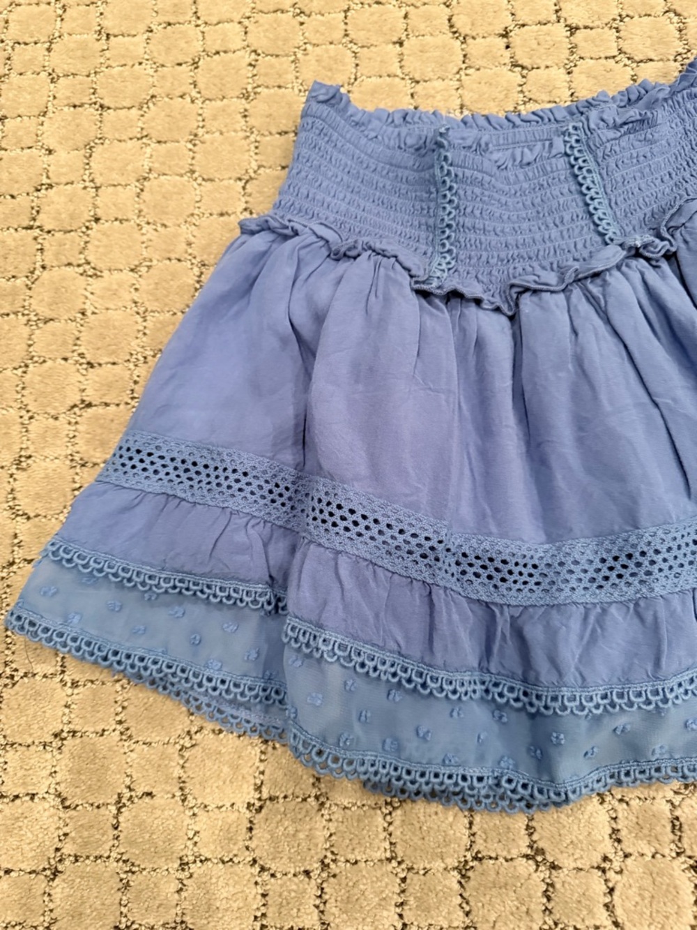 Katie J NYC Tween Blue Tiered Smocked Waist Skirt - Picture 3 of 13